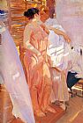 Joaquin Sorolla Y Bastida Canvas Paintings - The Pink Robe